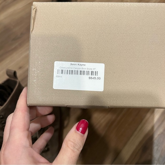 New in box Jenni Kayne tan Oiled Leather Canyon lace up Suede Boot size 37 US 7 - Picture 4 of 5